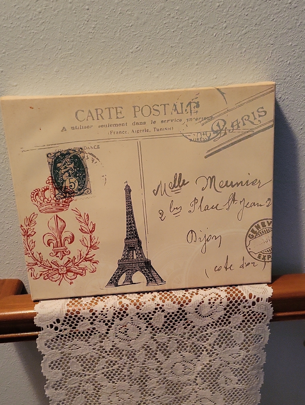 👑 French Eiffel postage canvas